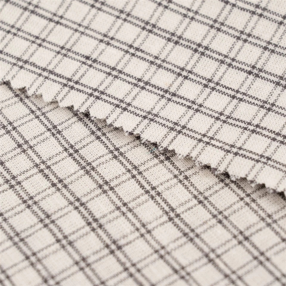 Off White Grid Linen Fabric best